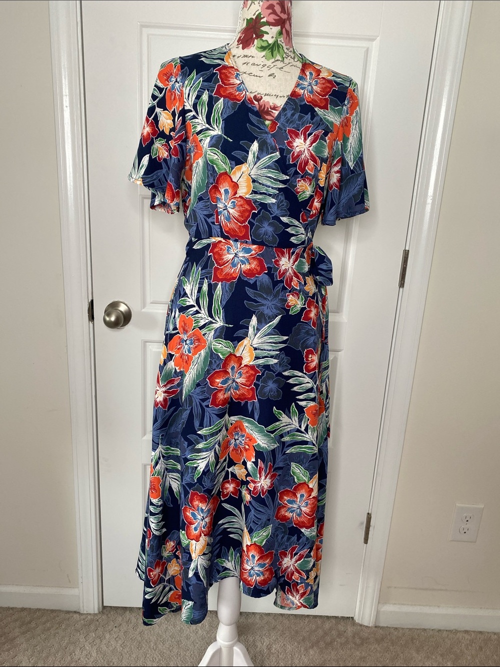 Floral Wrap Midi Dress